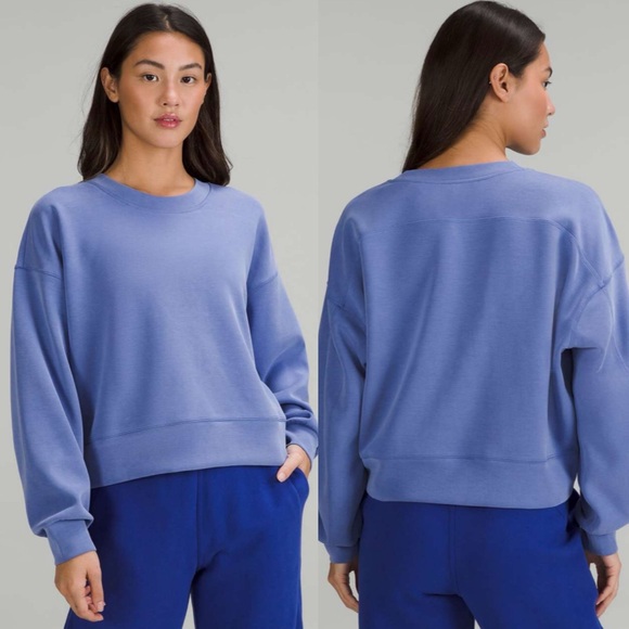 Lululemon Perfectly Oversized Cropped Crew Sweatshirt Softstreme Wild Indigo - Picture 1 of 5